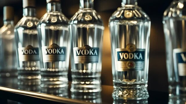 Bottles of vodka in a pub.