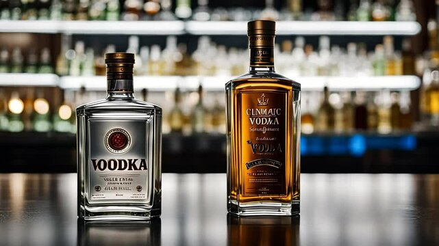 Bottle of vodka in a pub.
