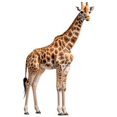 Fototapeta premium whole standing giraffe isolated on a transparent background