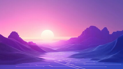 Fototapeta premium futuristic greeting card, simple futuristic greeting card design with a gradient from electric purple to cyan and delicate digital circuit patterns