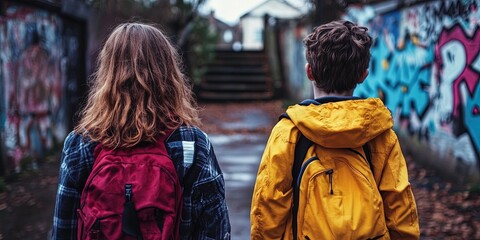 Obraz premium students - kids on school campus