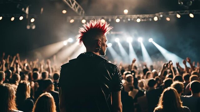 Punk man at a heavy metal or rock concert.