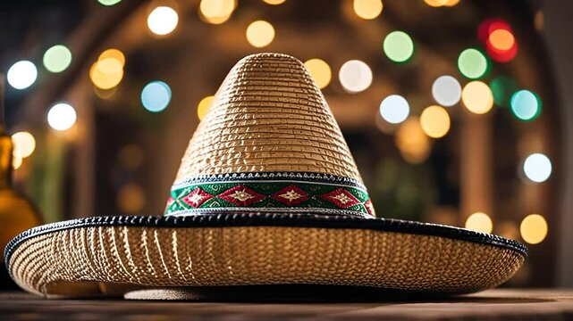 Tequila bottle with Mexican hat.