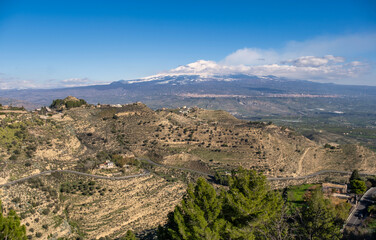 Picturesque Sicilian Countryside Panorama - Mount Etna