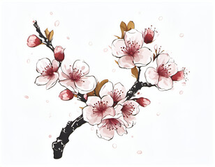 Blossoming Cherry Branch