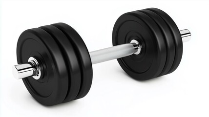 Fototapeta premium Ultra-realistic image of a modern black fitness dumbbell isolated on a white background 