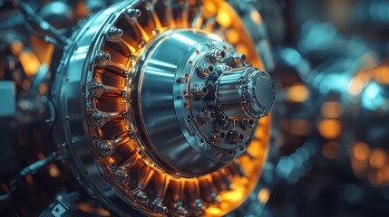 Futuristic turbine engine design with illuminated metallic components