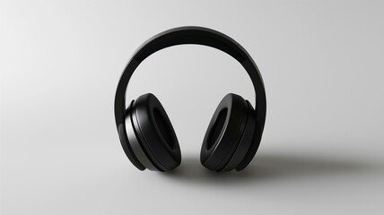Ultra-realistic image of a modern wireless black headset with a sleek design, isolated on a white background
