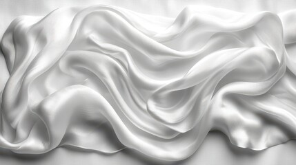 Obraz premium Draped white silk fabric with soft folds and curves.