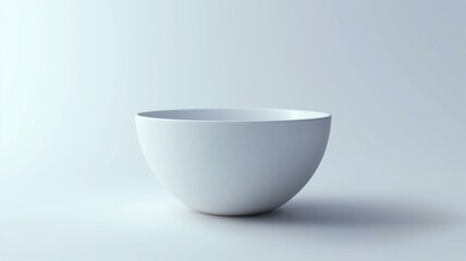 Photorealistic image of a ceramic white bowl with smooth edges, isolated on a white background

