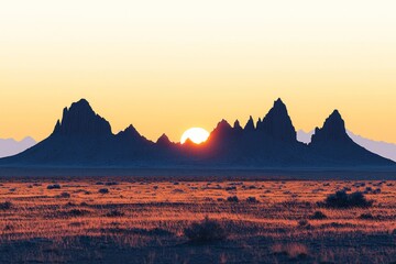 A moonlit landscape featuring limestone chimneys and geological formations bathed in the sunset's rays at the edge of the dried salt lake Abbe, Djibouti