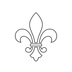 Fleur de lys black line icon. Stylized flower isolated on white background.
