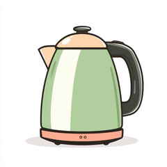 Pastel green electric kettle with a peach-colored base.