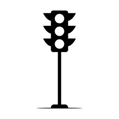 Obraz premium Traffic light icon. Black silhouette. Vertical front side view. Vector simple flat graphic illustration. Isolated object on white background. Isolate.
