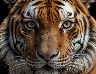 Fototapeta premium Tiger Portrait: Intense Gaze, Striking Stripes, Majestic Wildlife