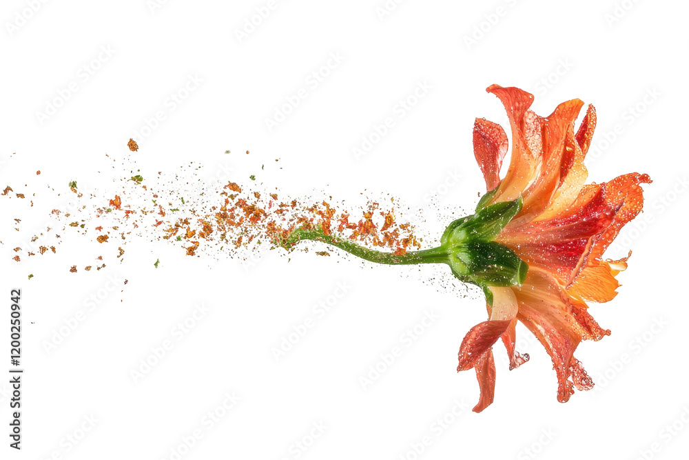 Poster elegant translucent flower with soft orange hues on a white background showcasing delicate petals an