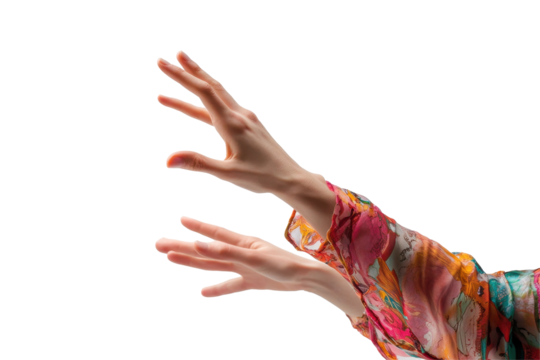 Hands reaching out towards each other forming a circle in an isolated setting on a white background symbolizing connection and unity