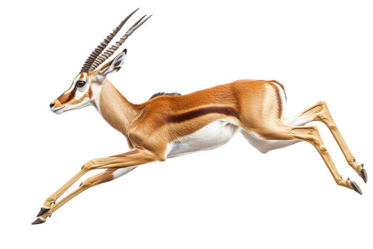 Graceful antelope leaping against a transparent background showcasing agility and speed in motion