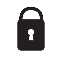 Black lock icon isolated on white background. Protection icon vector