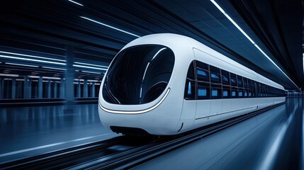 Futuristic train station underground transit hub digital transport innovation modern environment sleek design