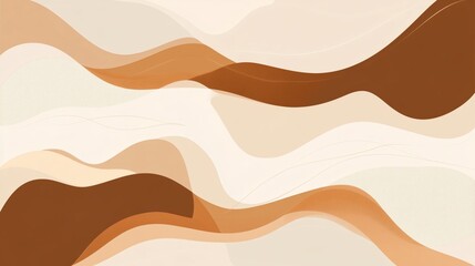 Abstract earth tones: flowing organic shapes in beige and brown waves