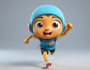 Joyful Cartoon Boy Running: Vibrant 3D Animation