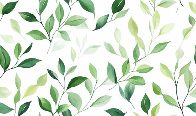 Seamless Watercolor Foliage Pattern with Green Leaves for Nature Inspired Designs