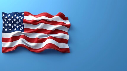 Obraz premium American Flag Stars and Stripes Waving Patriotic USA National Symbol Blue Background Independence