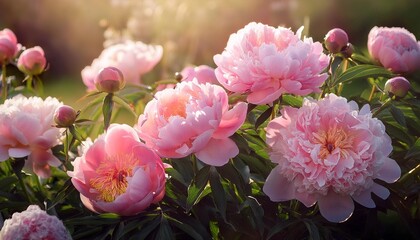 a lush discipline of pink peonies flowers wallpaper background beautiful nature dreamy