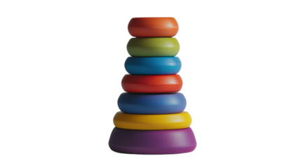 Colorful stacking toy promotes early learning and motor skills development for children isolated on transparent background
