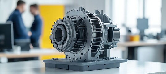 A carefully crafted model of a nuclear power plant displayed on a table in an office, emphasizing precision and engineering expertise.