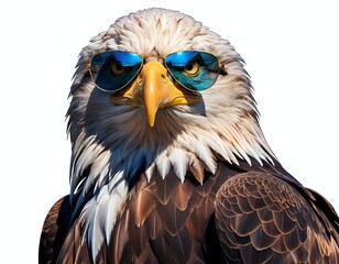 Fototapeta premium Cool Bald Eagle Portrait: Majestic Bird with Sunglasses