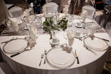 Elegant place settings for a wedding reception