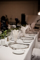 Elegant place settings for a wedding reception
