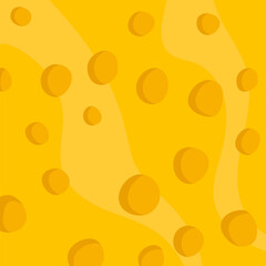 Cheese texture background. Yellow swiss cheese pattern. Vector illustration.