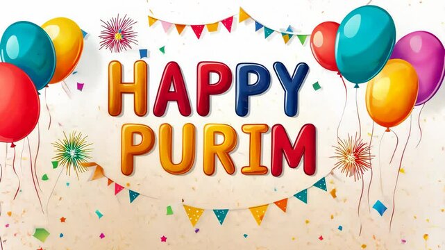 Happy Purim Balloons and Banners