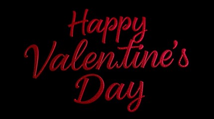Neon red cursive text, "Happy Valentine's Day", black background, glowing lettering, romantic typography, digital art, minimalist design, festive greeting, holiday message, vibrant contrast, dark aest