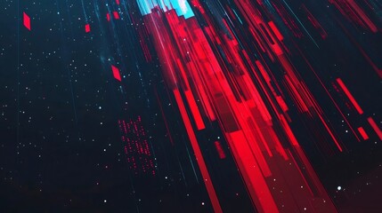 Abstract background with red and blue glowing lines representing data streams in cyberspace