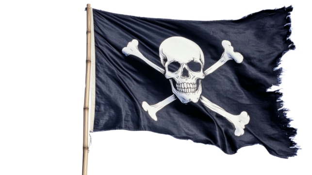 Pirate flag, isolated on transparent background