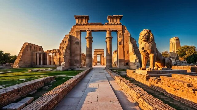 beautiful ruins of Babylon Iraq sunny day