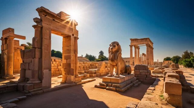 beautiful ruins of Babylon Iraq sunny day