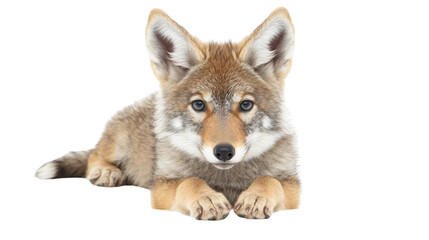 Fototapeta premium Pup coyote, isolated on transparent background