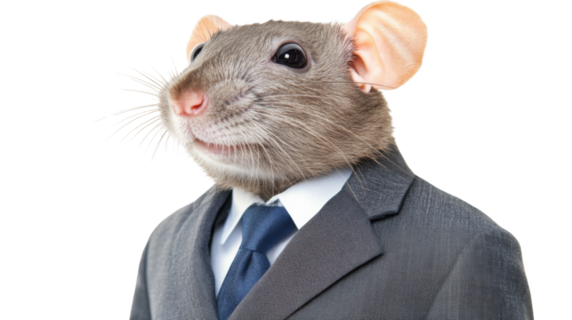  Rat in business suit, isolated on transparent background