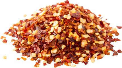 Red chili flakes, isolated on transparent background