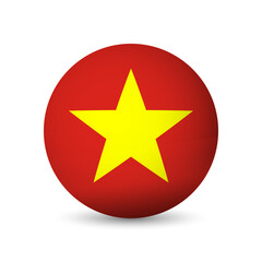 Vietnam flag - 3D sphere in colours of flag representing a country cultural identity and heritage. The essence of national pride and unity. Vector object on white background.