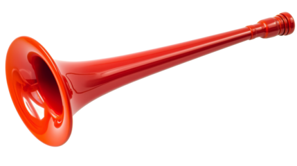 Red vuvuzela horn, isolated on transparent background