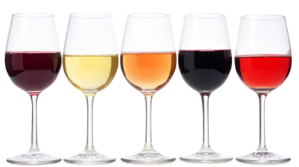 Wines in glass, isolated on transparent background