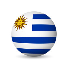 Uruguay flag - 3D sphere in colours of flag representing a country cultural identity and heritage. The essence of national pride and unity. Vector object on white background.