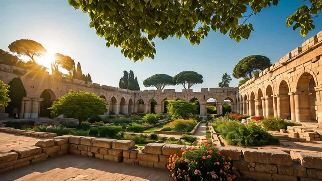 stunning hanging Gardens of Babylon Iraq sunny day

