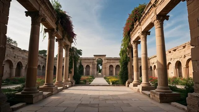 stunning hanging Gardens of Babylon Iraq sunny day

